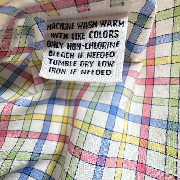 Faconnable Mens Short Sleeve Colorful Checked Shirt Sz Medium - Picture 11 of 11